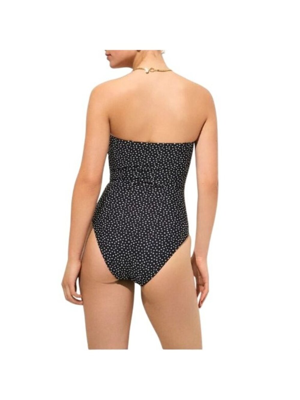 NWT J.Crew Gemma Bandeau One-Piece Swimsuit Sz 12 Black Polka Dot Classic Sculpt - Picture 2 of 14